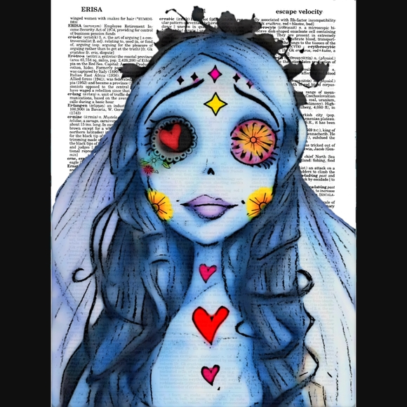 Corpse Bride Dictionary Art Print Halloween Gothic - Picture 4 of 4